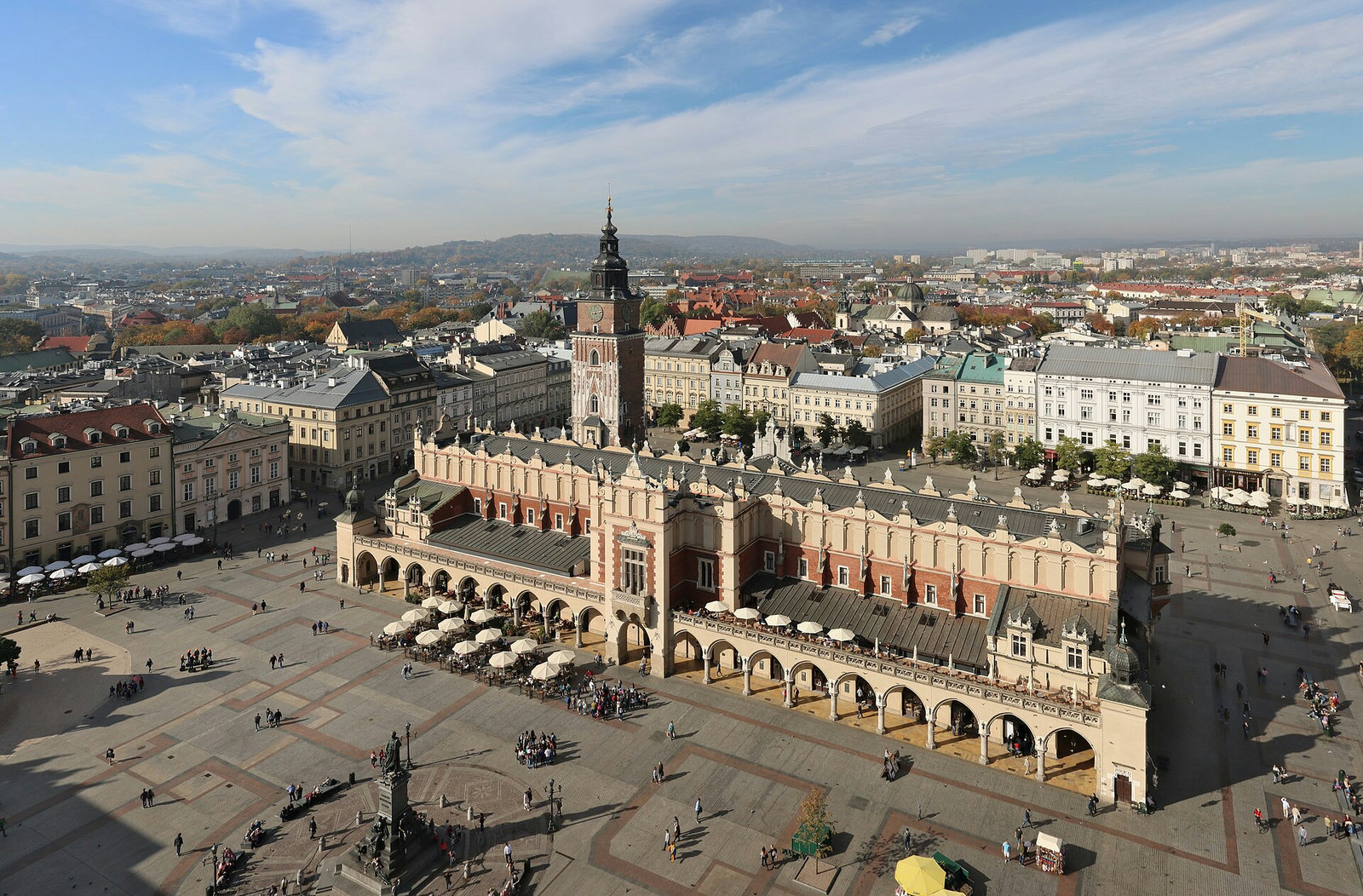 The Cloth Hall and the Town Hall Tower on Krakow's Main Market Square, seen from the tower of St. Mary's Basilica.